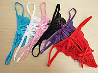 6 Assorted G-String in Lace Design